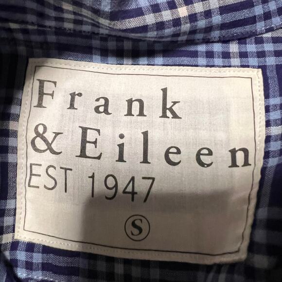 Frank & Eileen Shirt Mens Small Blue White Plaid Luke Cotton Long Sleeve Button - Picture 6 of 8